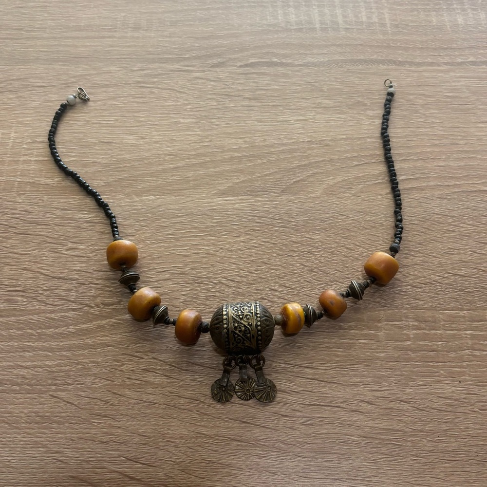 Sundance Silver and Brown Tribal Necklace - Picture 3 of 5